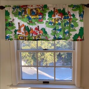 VTG Smurf Bedsheet Window Valance